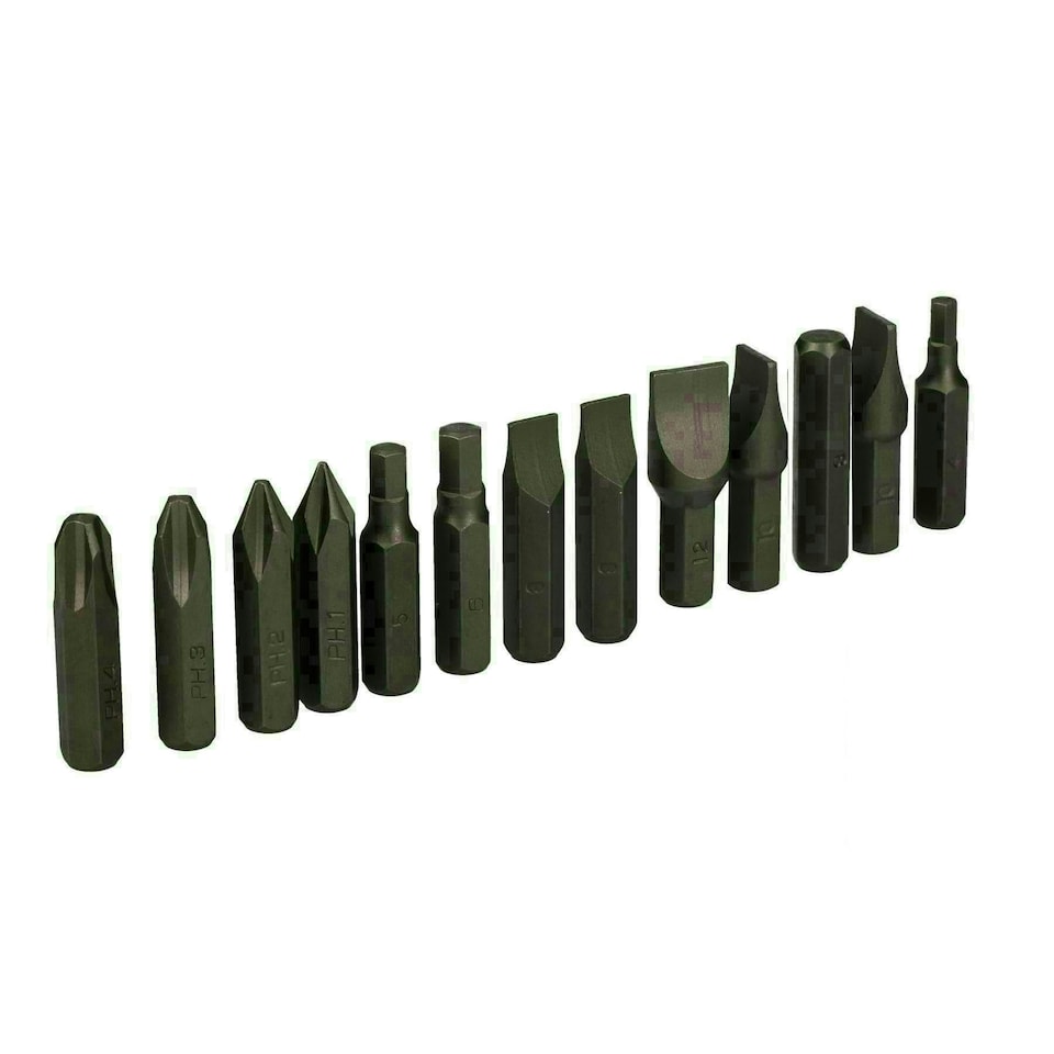 image 1 of 13pc Impact Socket Driver Bits Screwdriver Phillips Slotted Flathead Allen Hex