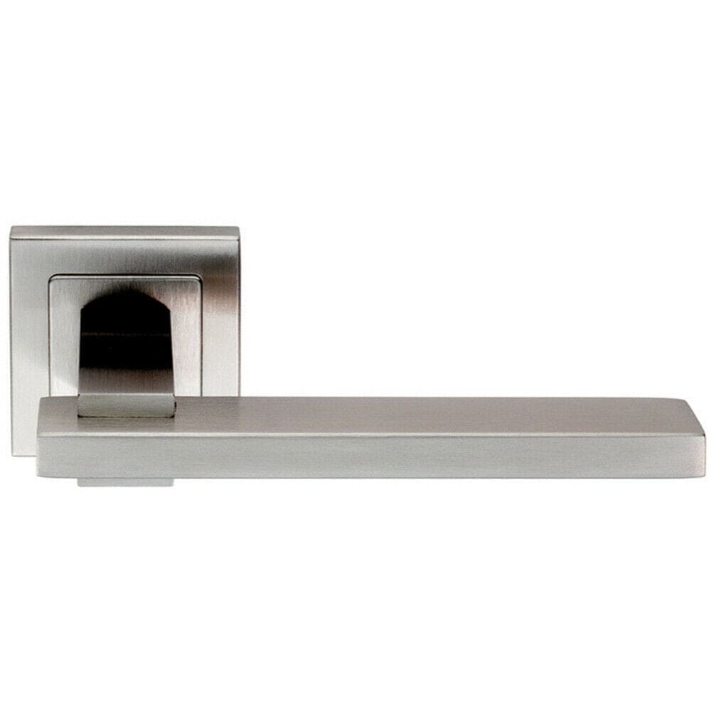 Loops PAIR Square Cut Rectangular Handle on Square Rose Concealed Fix Satin Steel in Metallics