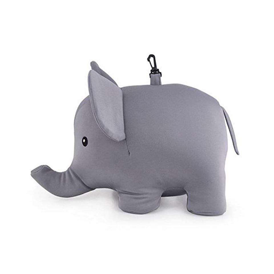 image 1 of Kikkerland Zip & Flip Stuffed Elephant Travel Pillow