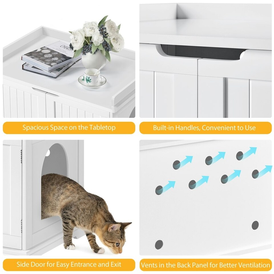 image 1 of Yaheetech Cat Decorative Litter Box White | One Size