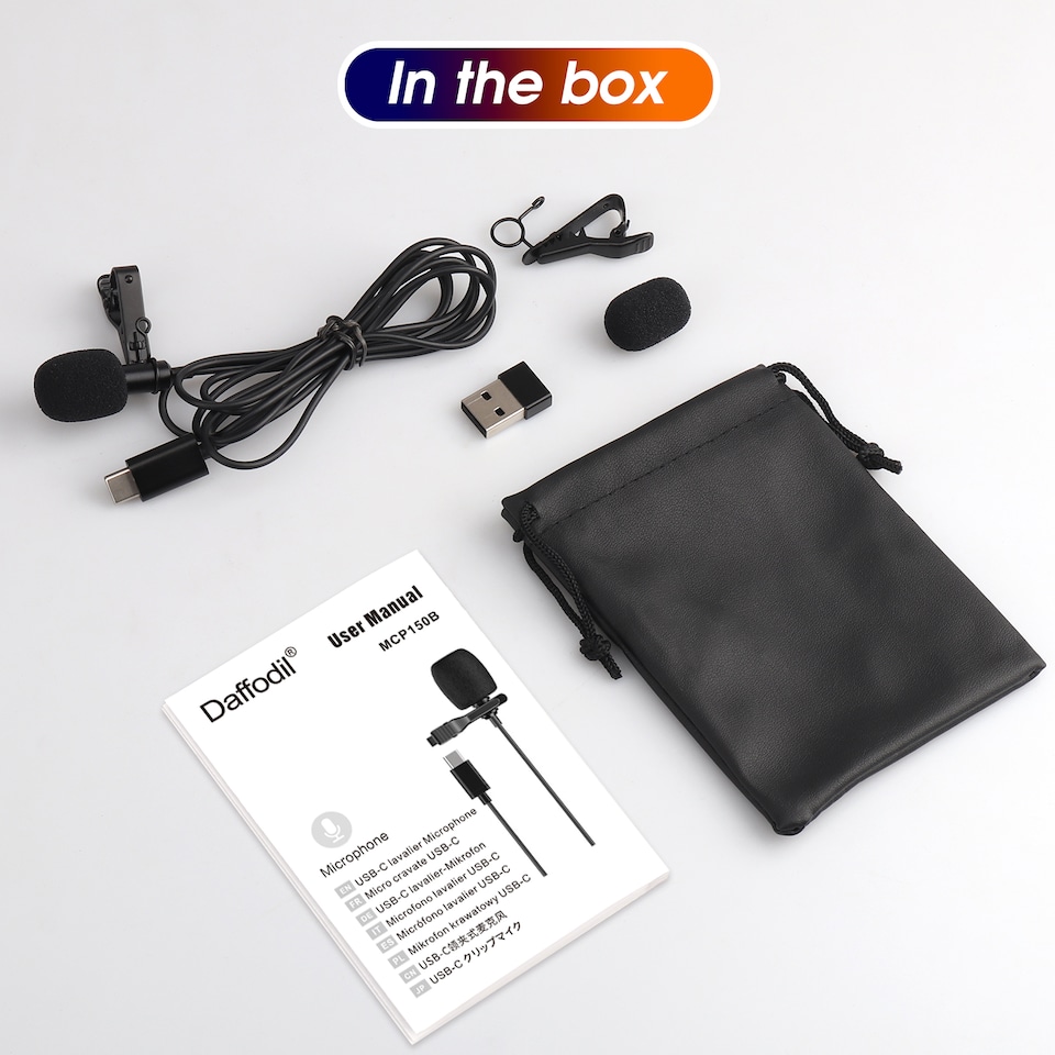 image 1 of USB-C Lavalier Lapel Microphone Clip-On Omnidirectional Recording - Daffodil MCP150
