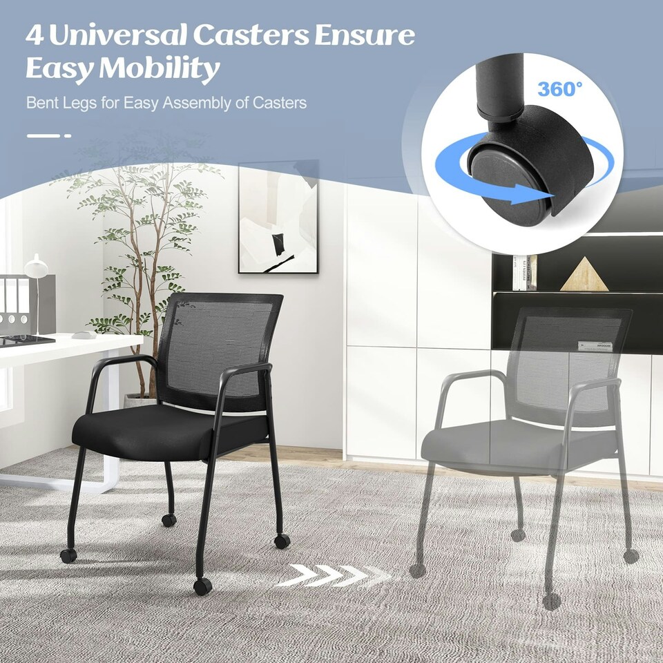 image 1 of COSTWAY 2Pcs Office Chairs Meeting Room Conference Chair Black