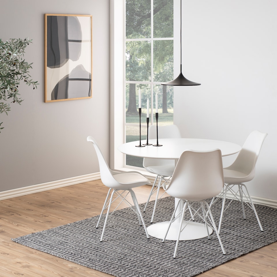 image 1 of Ibiza Round Dining Table with White Top and White Base