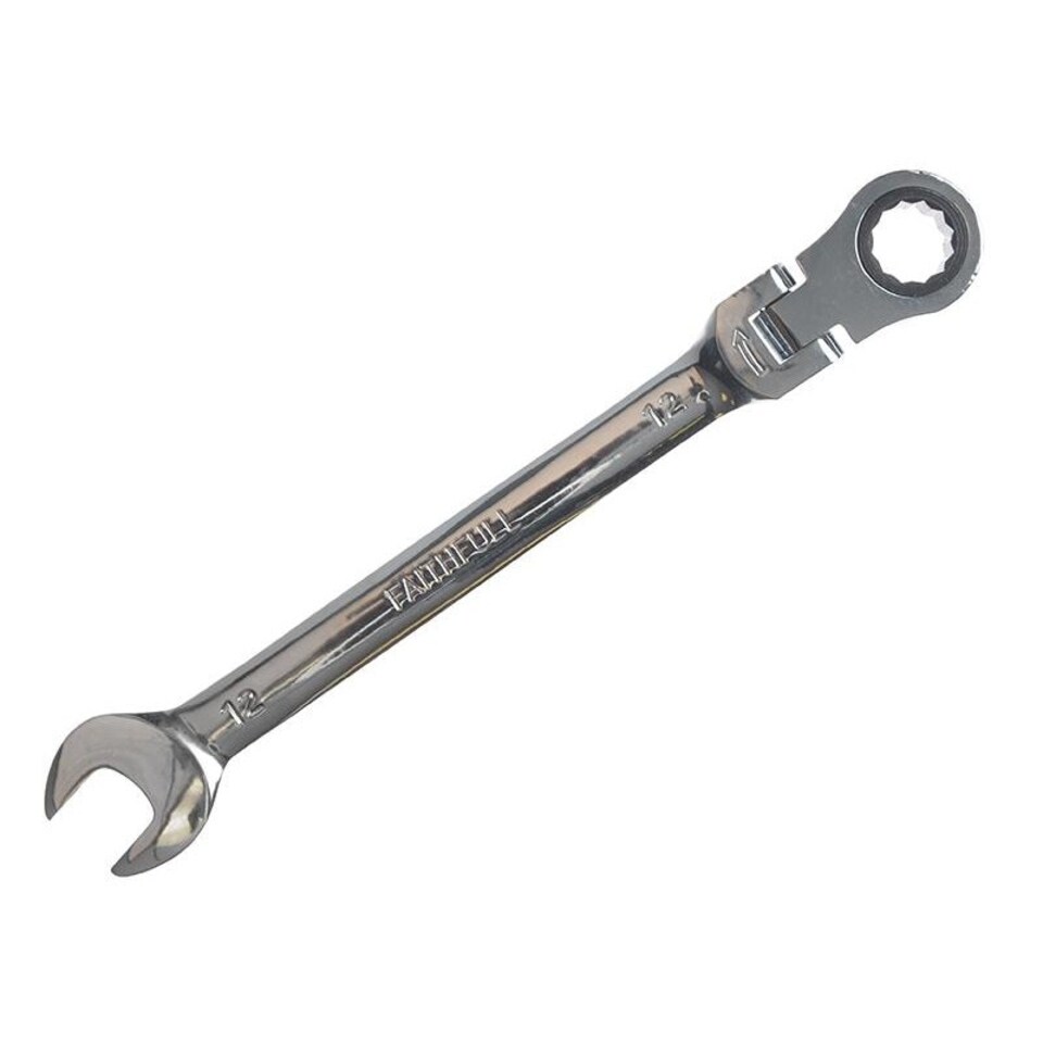 Faithfull Flex Head Ratchet Combination Spanner - Multi Colour - 12mm