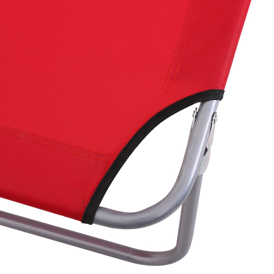 image 1 of Outsunny Folding Chair Sun Lounger w/ Sunshade Garden Recliner Hammock Red
