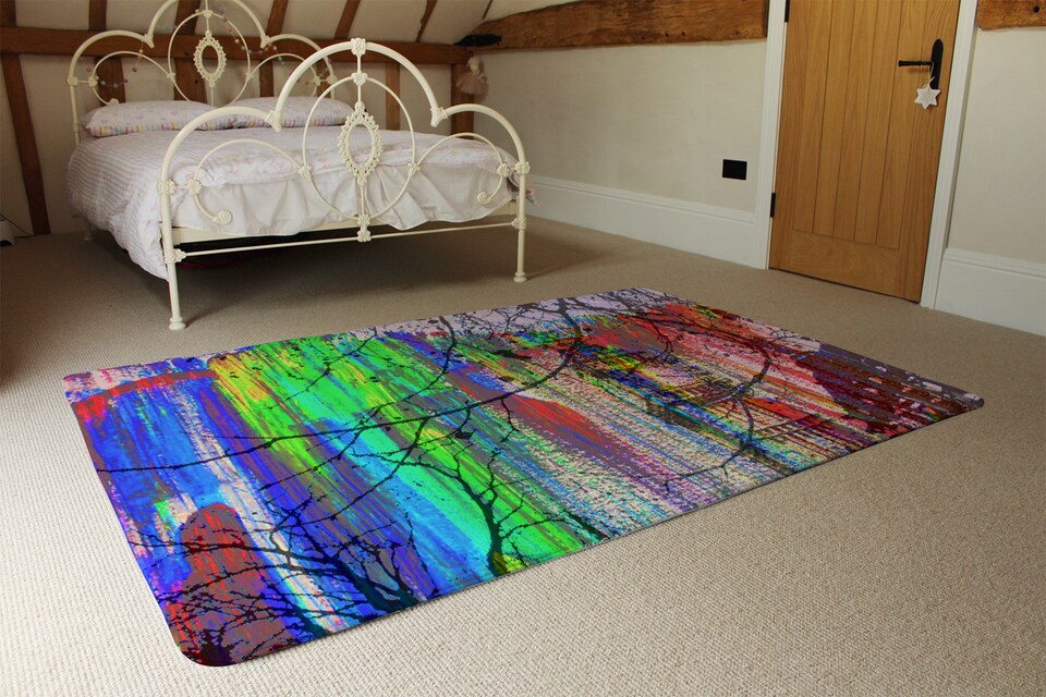 image 1 of Big Ben And Trees Painted  Rug | Multi