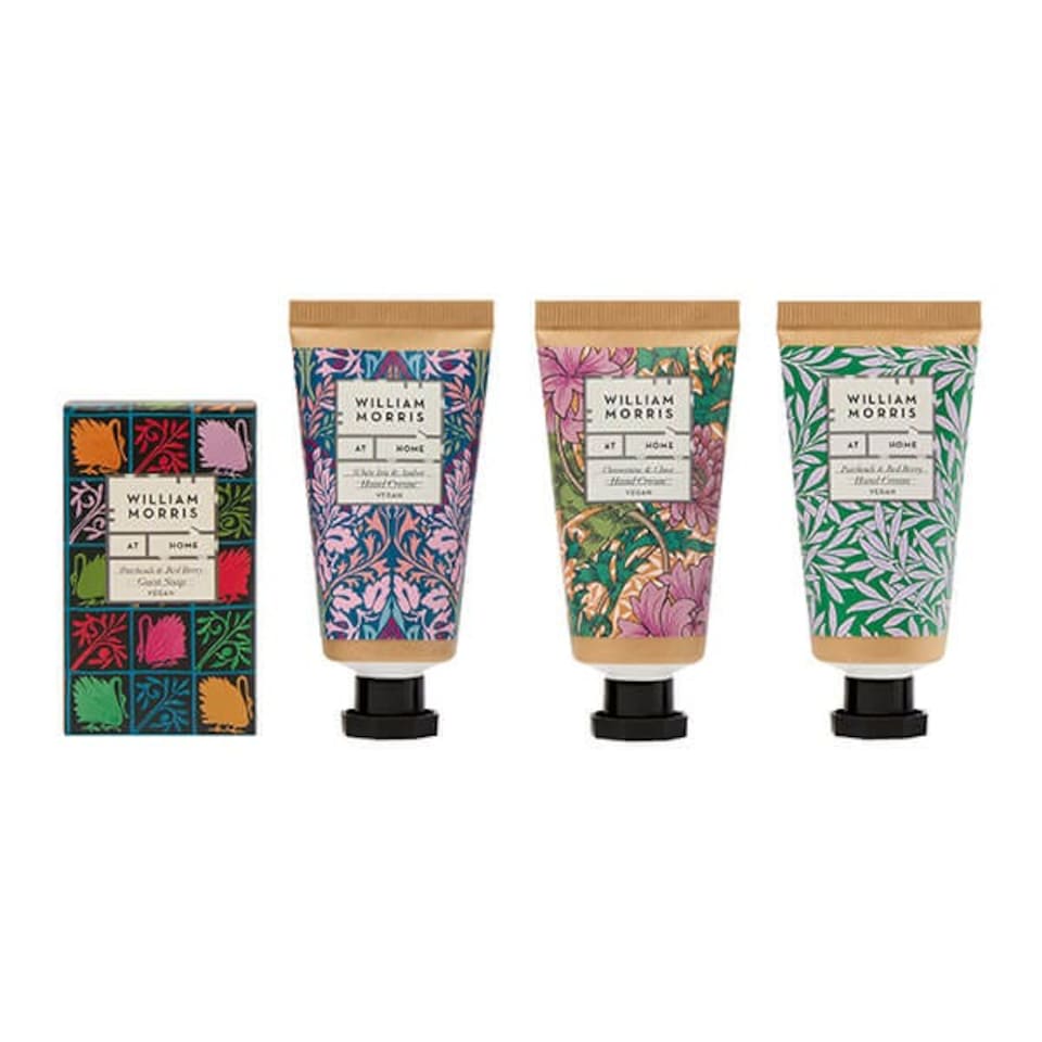 image 1 of William Morris At Home Sunflower Swan Hand Cream & Soap Set in Velvet Pouch
