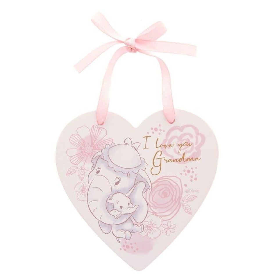 image 1 of Disney Dumbo Magical Beginnings Hanging Plaque I Love You Grandma Pink