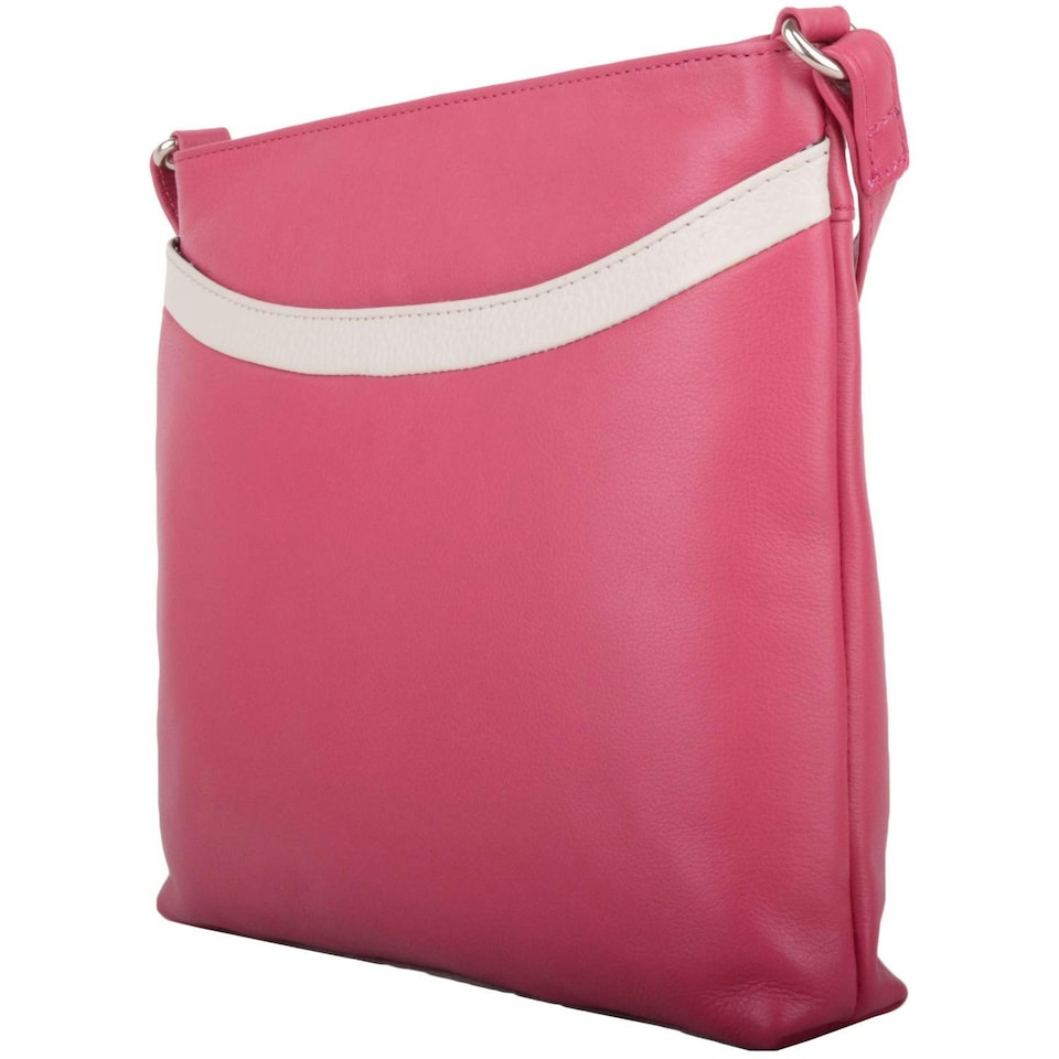 image 1 of Smart Genuine Leather Cross Body / Shoulder Bag Multi Pink | Pink/White