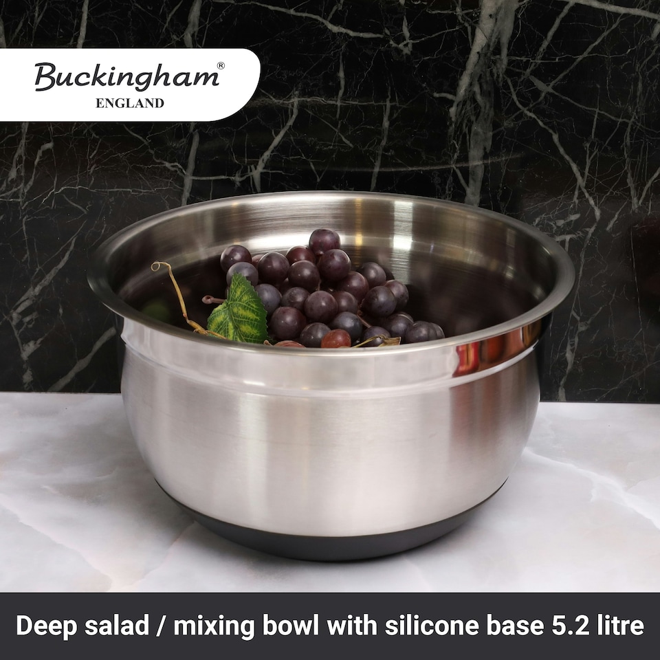 image 1 of Buckingham Deep salad Mixing Bowl with Black Silicone Base 26 cm , 5.2 Litre