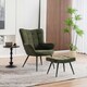 image 6 of Vera Velvet Occasional Living Room Modern Accent Chair with Footstool (Green)