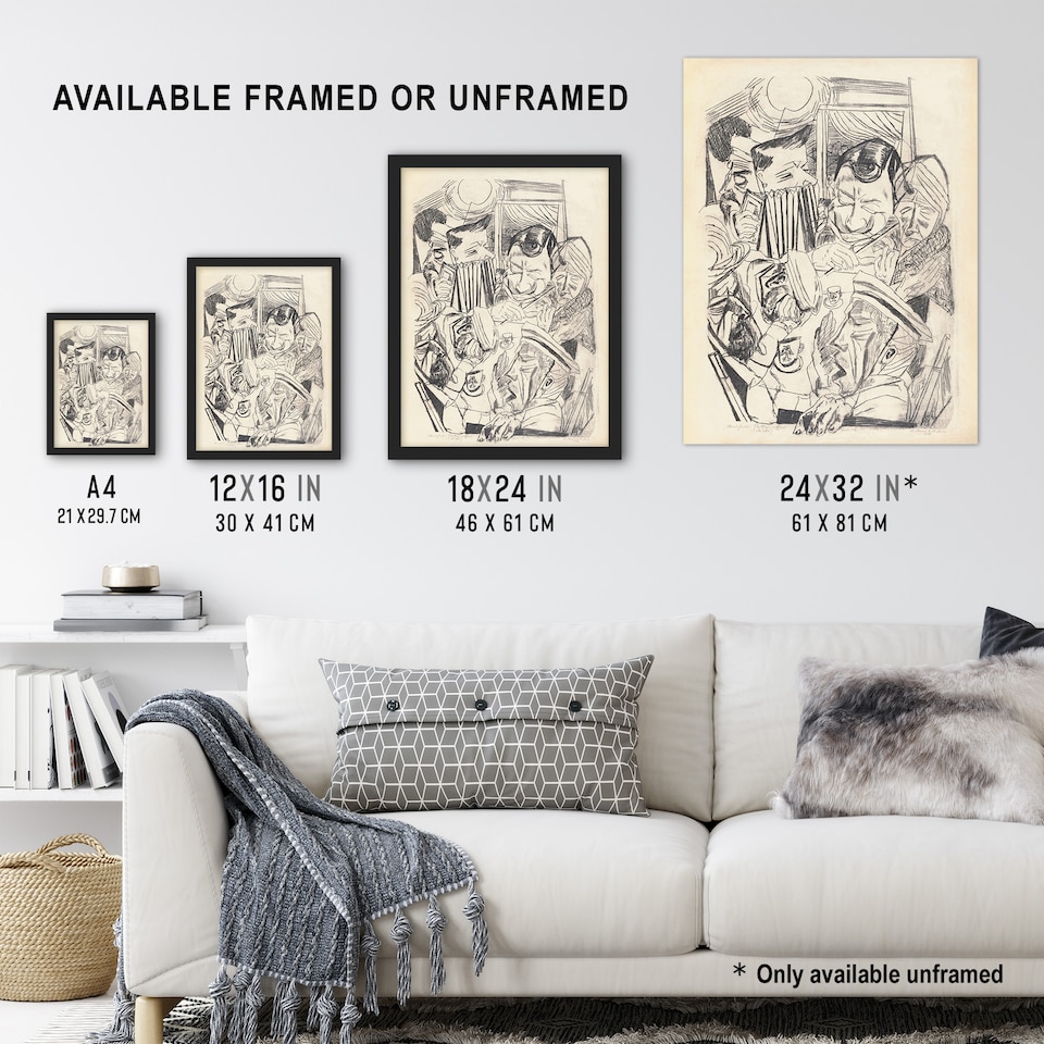 image 1 of The Patriotic Song Pencil Drawing Beckmann Huge Wall Art Print 18X24 In