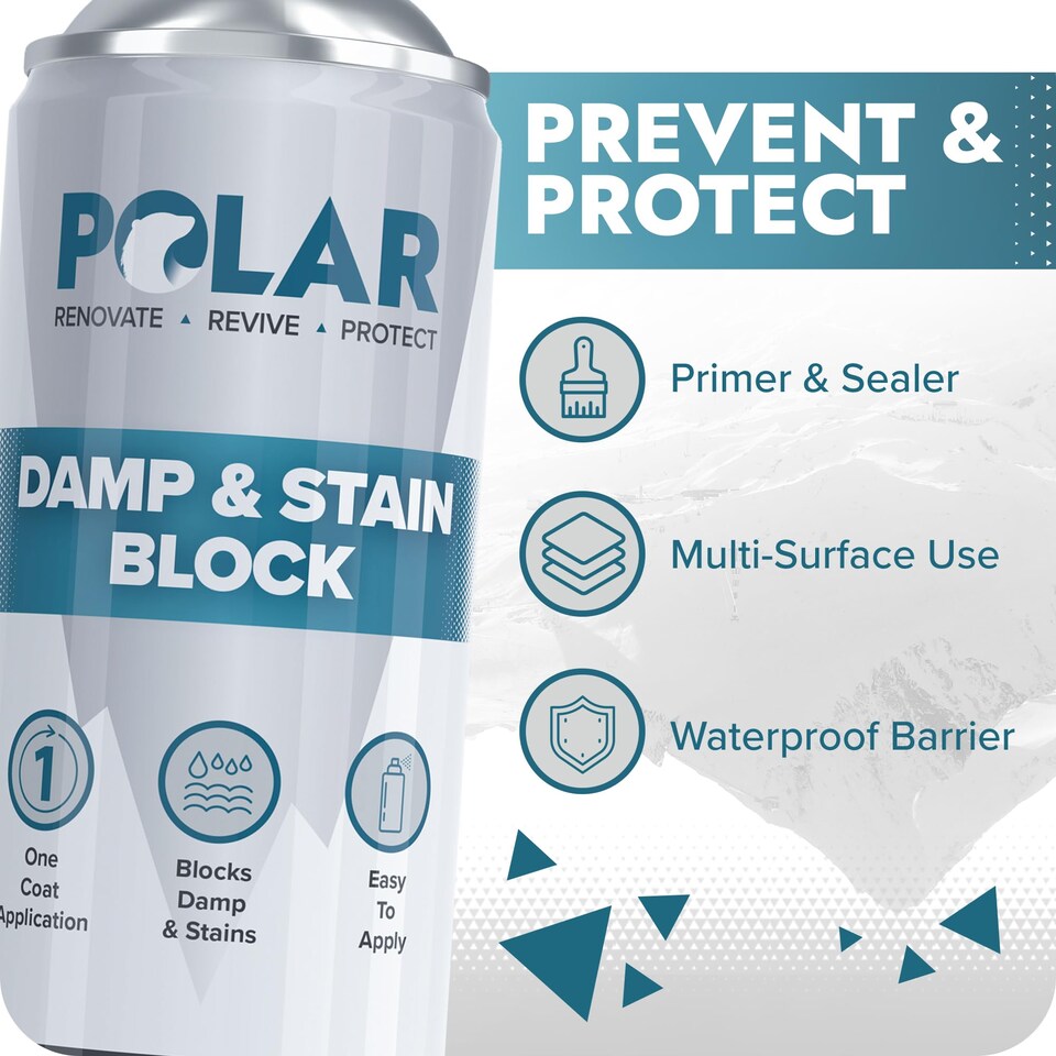 image 1 of Polar Damp & Stain Block Spray One Coat Application Internal Walls Matt | White | White | 500 ml | 2