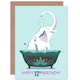 image 1 of Elephant Bath Tub Age 12 Year Old Child Kids 12th Birthday Card