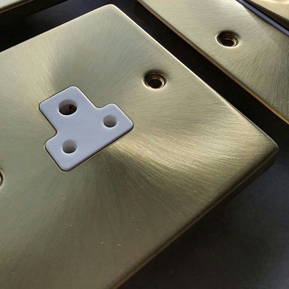 image 1 of SE HOME Satin / Brushed Brass 2 Gang Twin Coaxial TV Socket White | Satin Brass