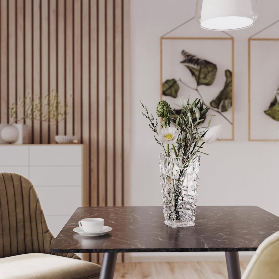 image 1 of Crystal Look Heavy Glass Bouquet Flower Vase Holder Home Table Elegant Decor | Clear | Rio