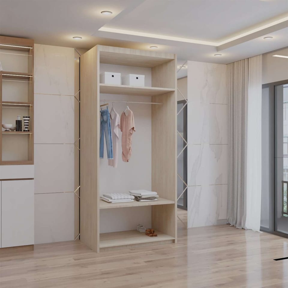 image 1 of Sliding wardrobes 4U Modern Full Mirror Sliding Door Wardrobe Multi Size (90-203cm) & Color Options | Brown | Oak 90cm