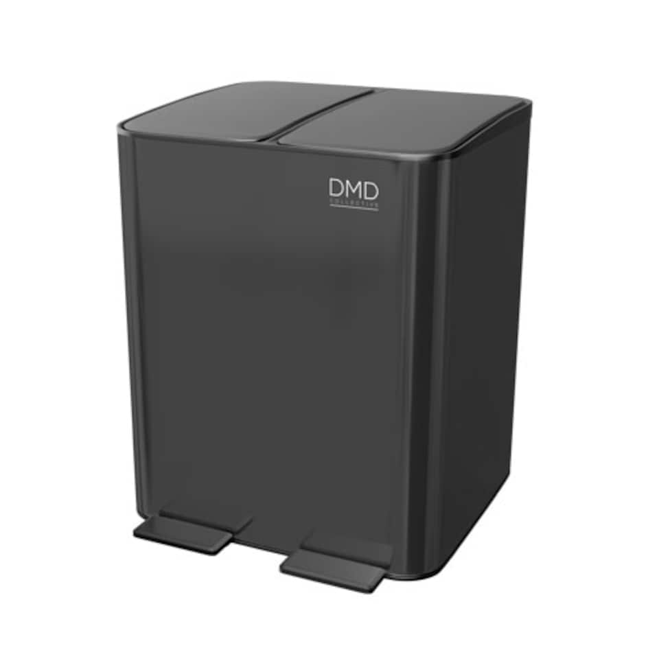 image 1 of DMD 30L Stainless Steel Recycling Bin, 2 x 15L Removable Plastic Recycling Buckets | Black | Black