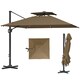 image 6 of Outsunny 3.5m Aluminium Cantilever Parasol w/ LED Lights Crank Tilt UV50+ Khaki Black | Black