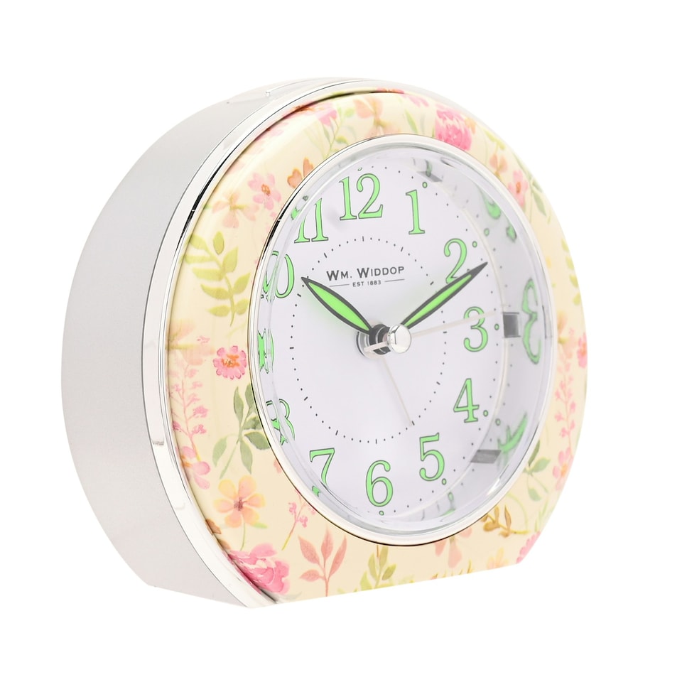 image 1 of Wm.Widdop Quartz Alarm Clock - Yellow Floral Design L/S/C Yellow
