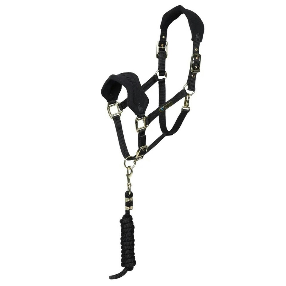 ARMA Fleece Horse Headcollar and Leadrope - Black - Cob