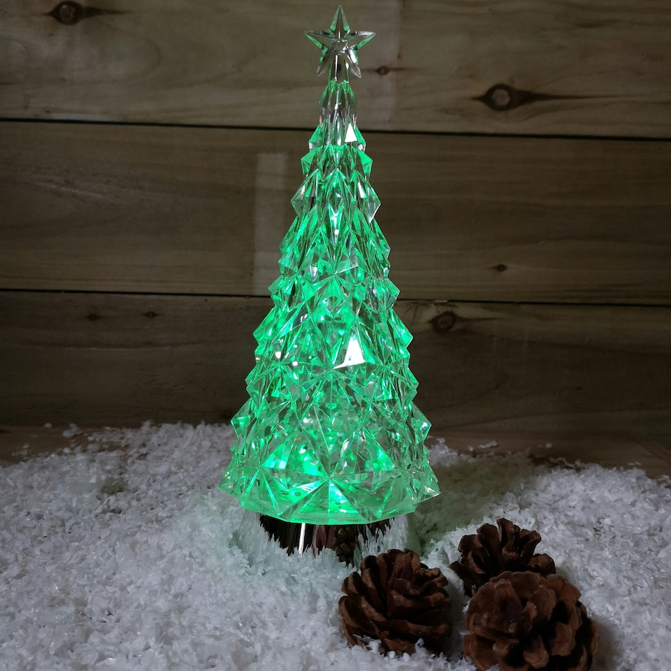 image 1 of 28cm RGB LED Christmas Tree Water Lantern Spinner Battery Operated