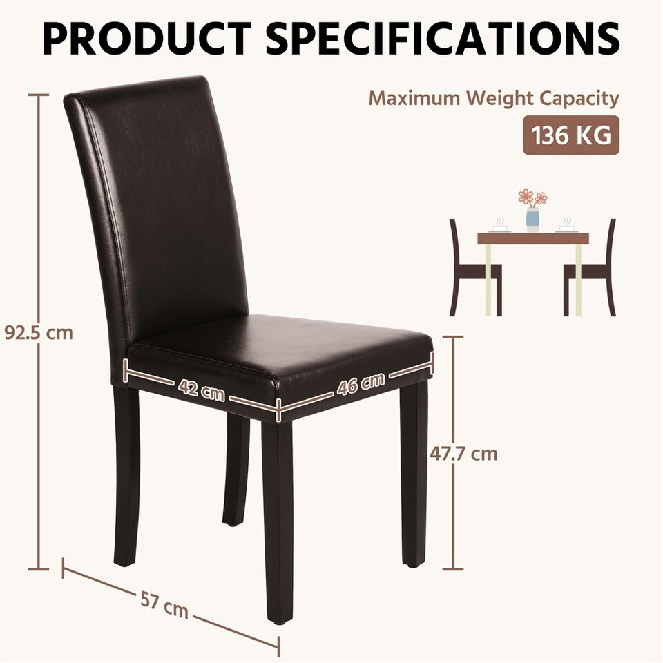 image 1 of Yaheetech Set of 4 Fabric Upholstered Dining Chairs Brown | Dark Brown