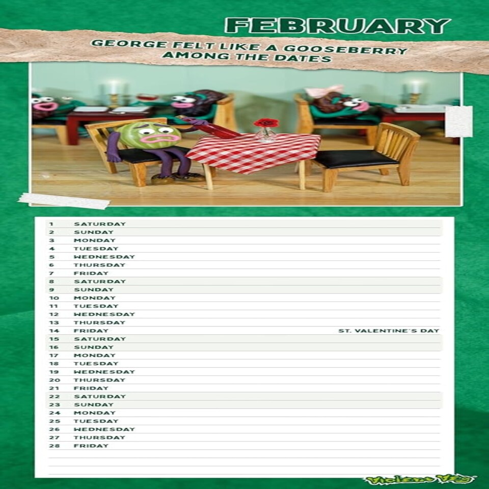 image 1 of Violent Veg 2025 Slim Wall Calendar