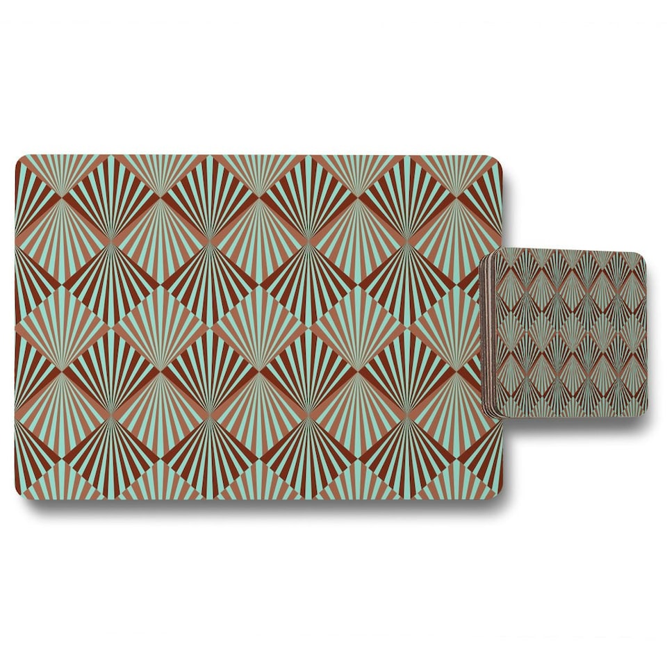 Green Geometric Rays (Placemat & Coaster Set)