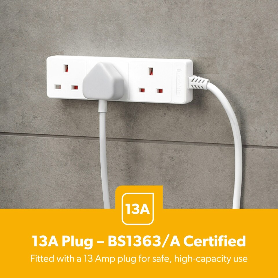 image 1 of GEEPAS 3 Gang Extension Lead, 1M Cable