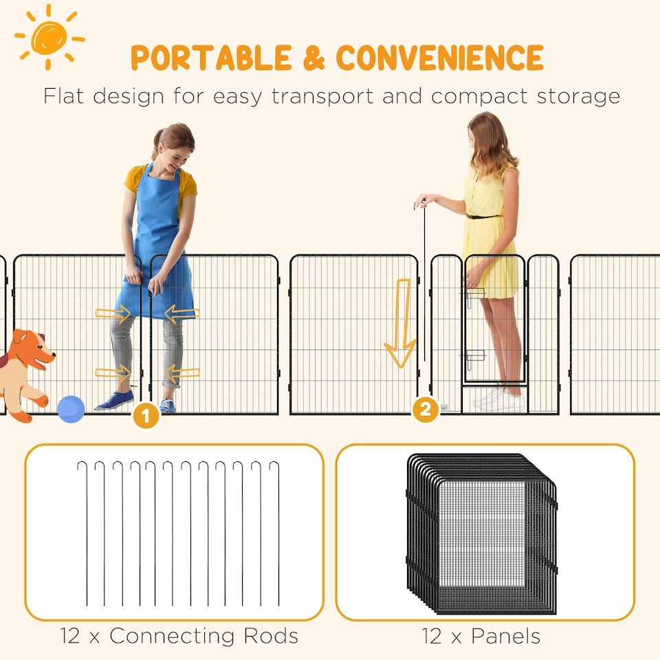 image 1 of Heavy Duty Puppy Play Pen, 12 Panels Pet Exercise Pen, for Indoors, Outdoors