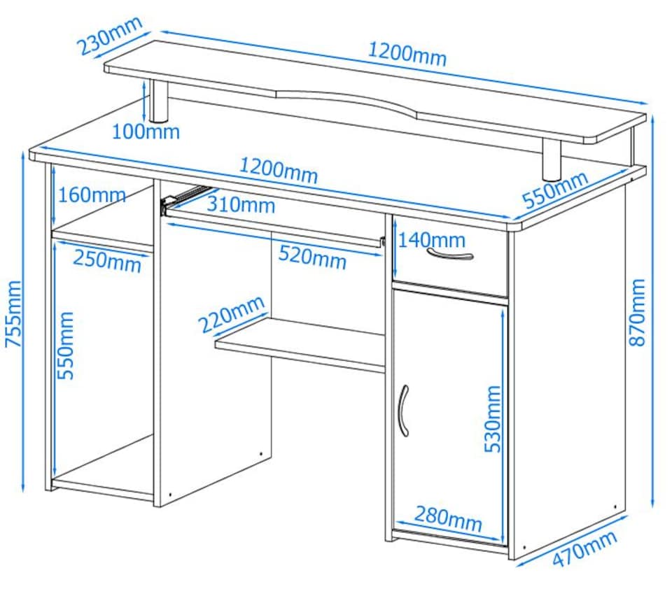 image 1 of Albany Desk with 1 Drawer and 1 Door in Walnut White | Brown | Walnut and white