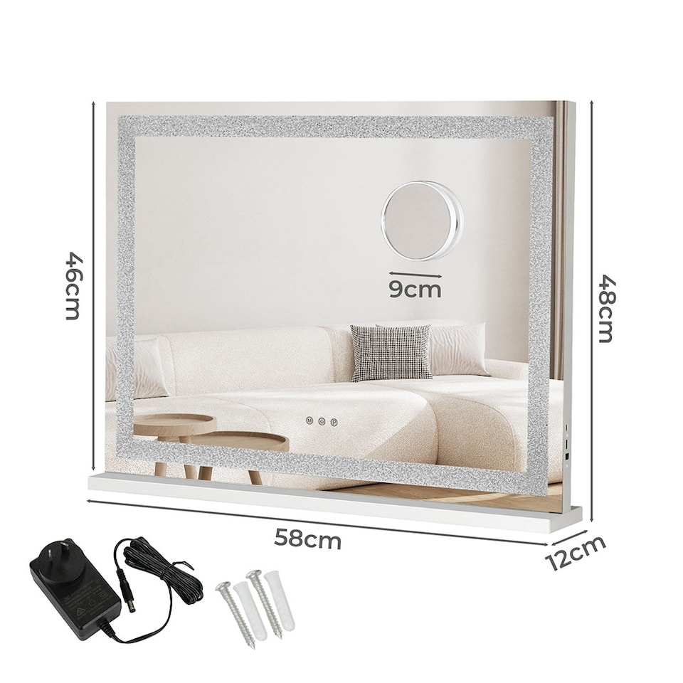 image 1 of Emitto Emitto Tabletop Touch Vanity Mirror Makeup USB LED Medium 58x48cm | Clear | M