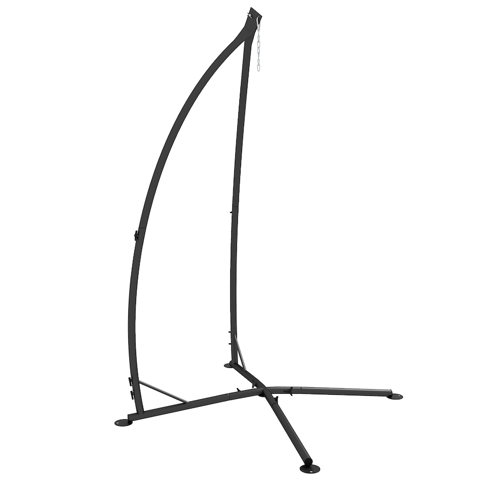 image 1 of Outsunny Hammock Chair Stand Metal Frame Hammock Stand Only with Chian, Black