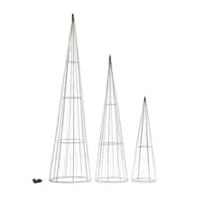 Multi Function LED White Tree Cone Trio with 640 Multi Coloured LEDs