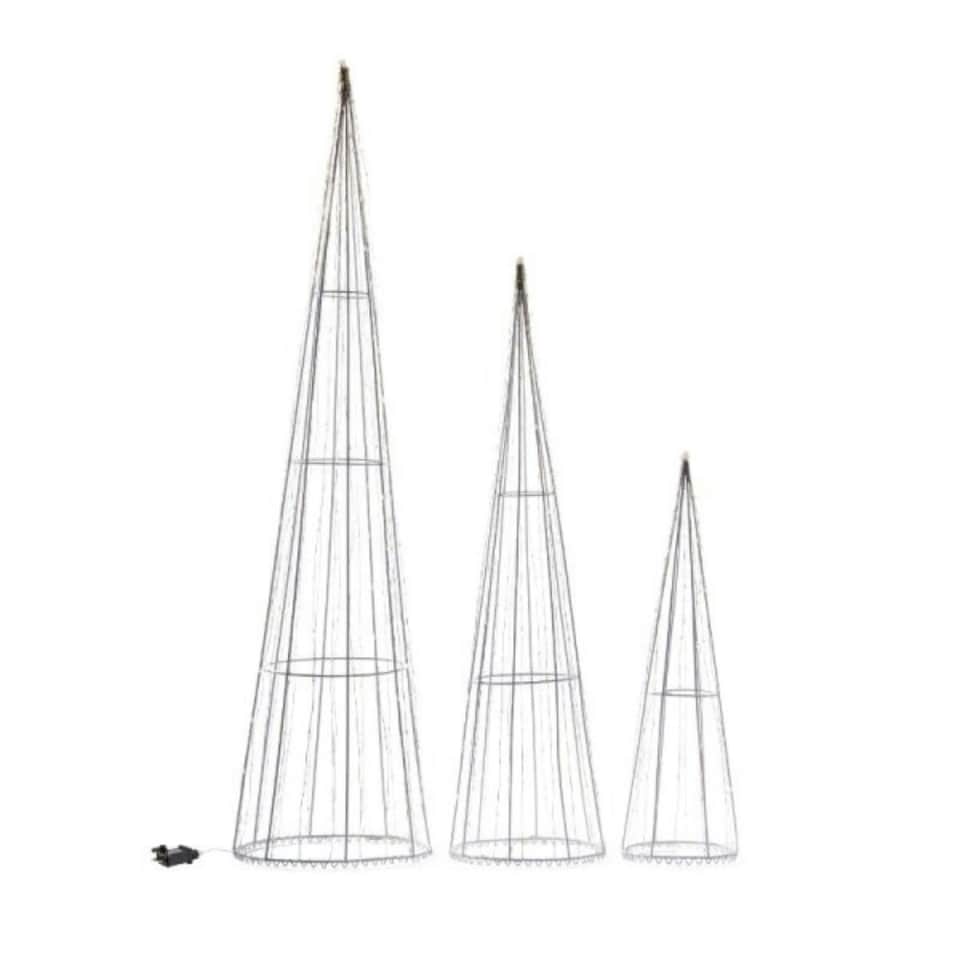 image 1 of Multi Function LED White Tree Cone Trio with 640 Multi Coloured LEDs