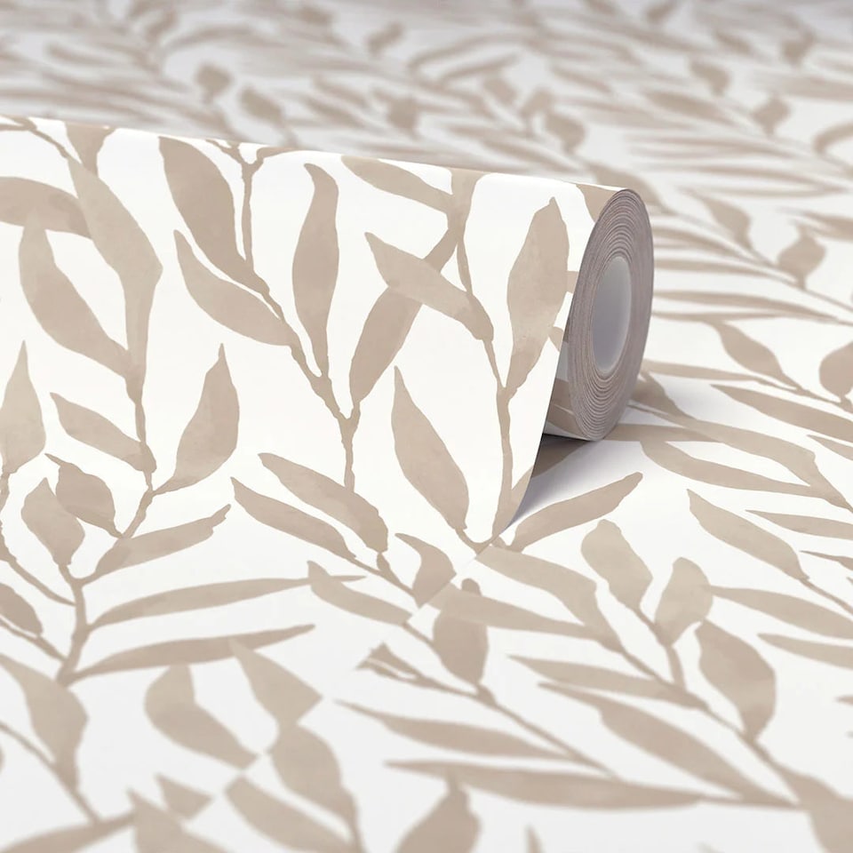 image 1 of Willow Leaf Wallpaper in Natural | Cream | Beige, Cream, Neutral | 50cm x 10m