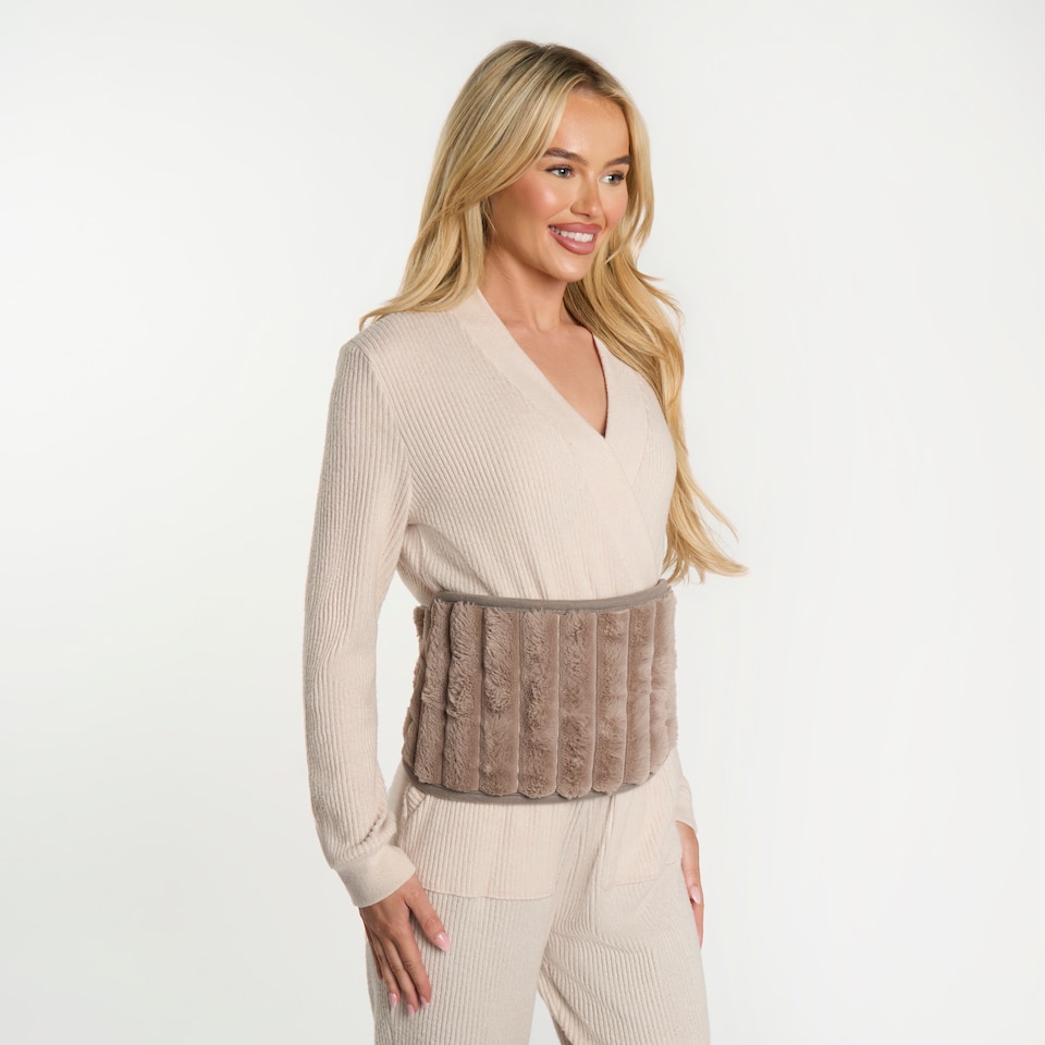 image 1 of OHS Ribbed Fleece Hot Water Bottle Belt Adjustable Heating Wrap | Bronze | Mink