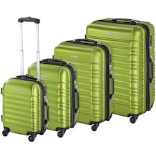 Suitcase Set of 4 ABS Hard Shell Luggage Travel Trolley 4 Wheel Lightweight Telescopic Handle | Green | green | 1