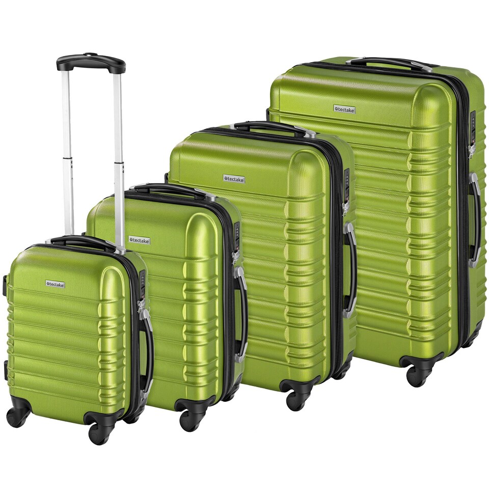 image 1 of Suitcase Set of 4 ABS Hard Shell Luggage Travel Trolley 4 Wheel Lightweight Telescopic Handle | Green | green | 1