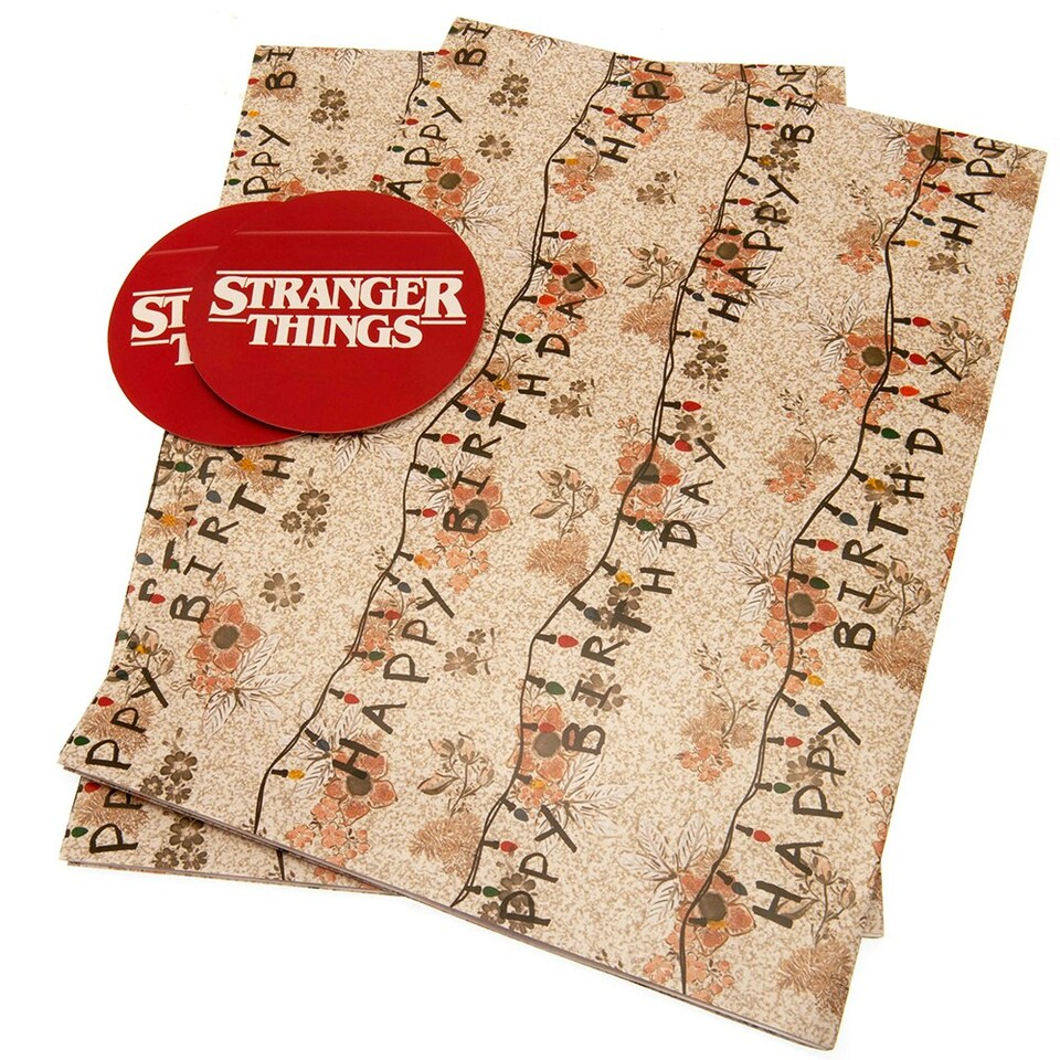 image 1 of Stranger Things Logo Gift Wrap Sheets - Brown - One Size