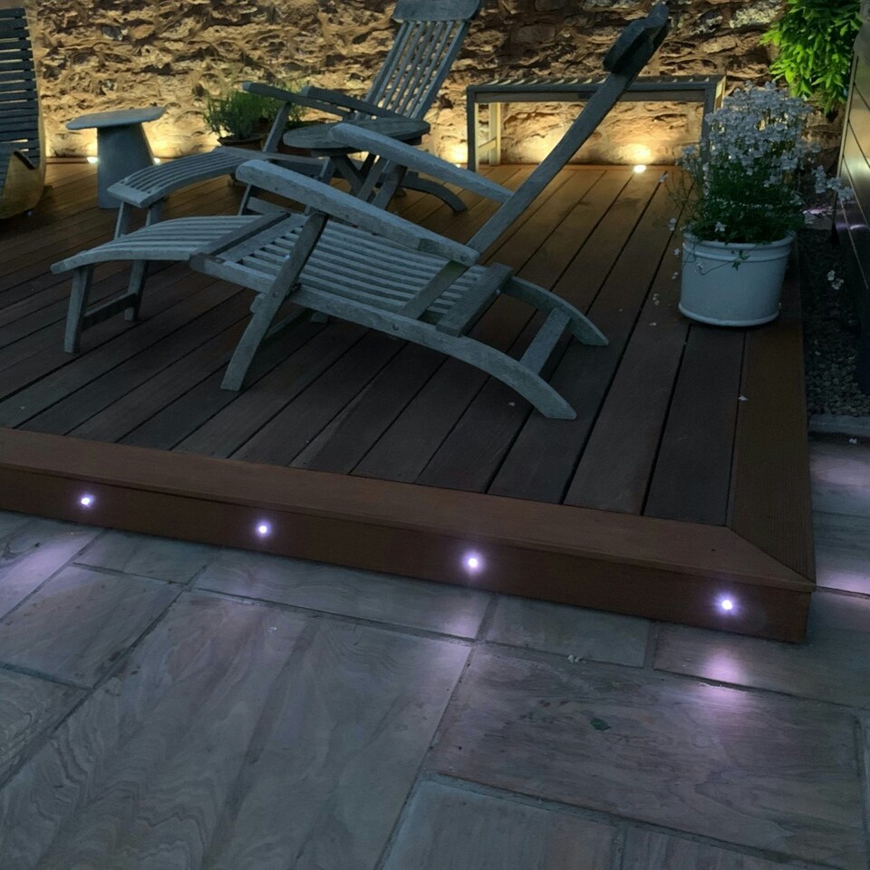 image 1 of Set of 20 - 30mm IP67 Colour Changing LED Decking Kit with Photocell Chrome | Clear
