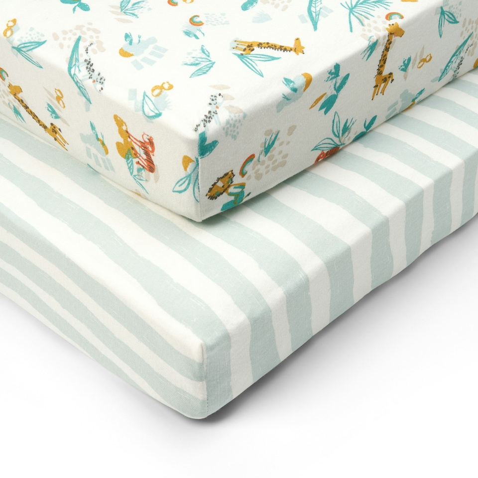image 1 of Tutti Bambini Cot Fitted Sheets 2pk - Run Wild