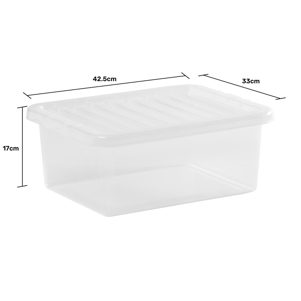 image 1 of Wham Crystal 5 x 17L Stackable Plastic Storage Boxes with Lids Clear Clear