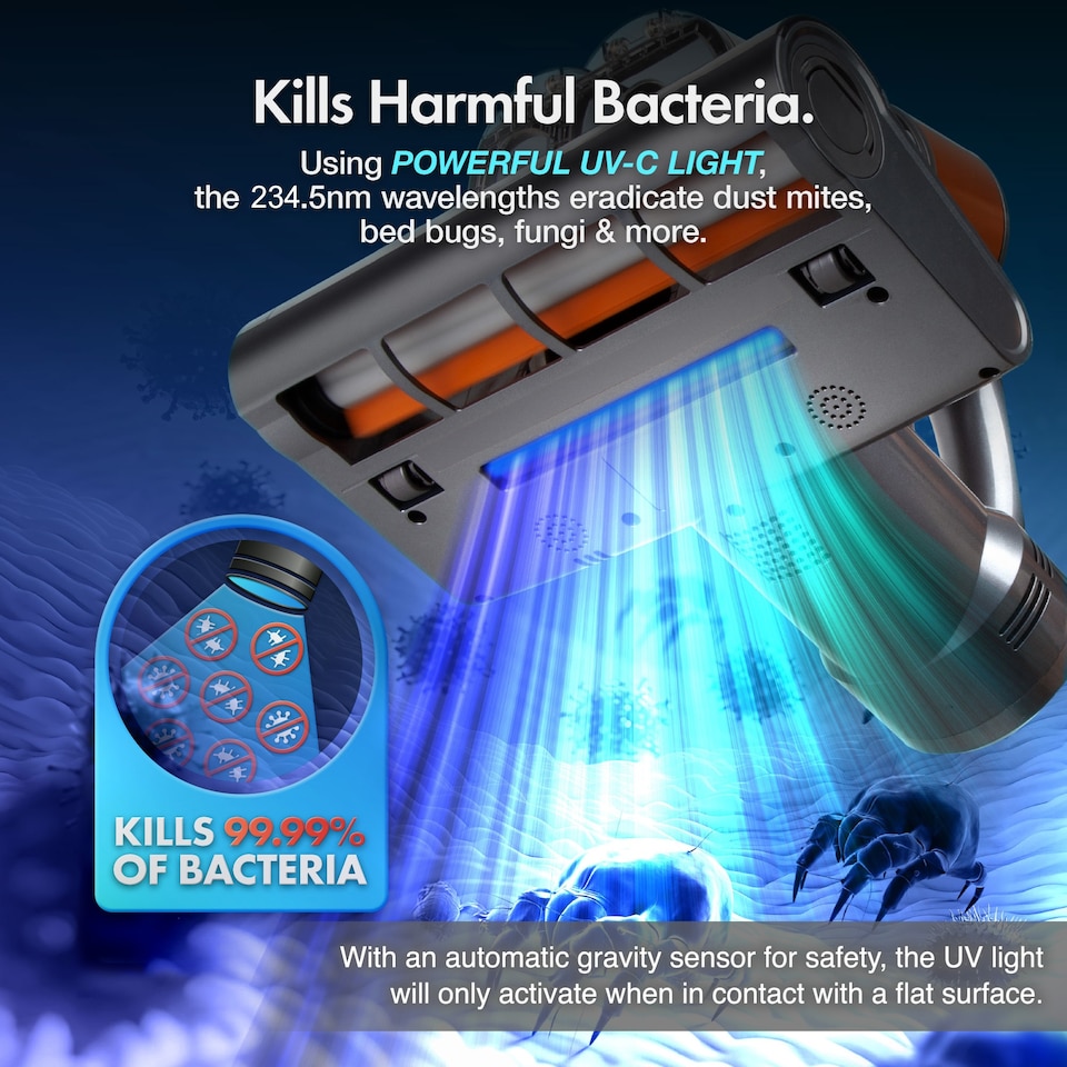 image 1 of VonHaus UV Mattress Vacuum Cleaner 4 in 1 | Grey | Grey & Orange | 1