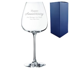 Personalised Happy Anniversary Handwritten Message 12oz Wine Glass