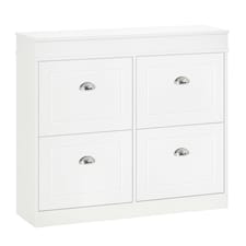 HOMCOM Shoe Cabinet with 4 Flip Drawers Storage Cupboard with Adjustable Shelf