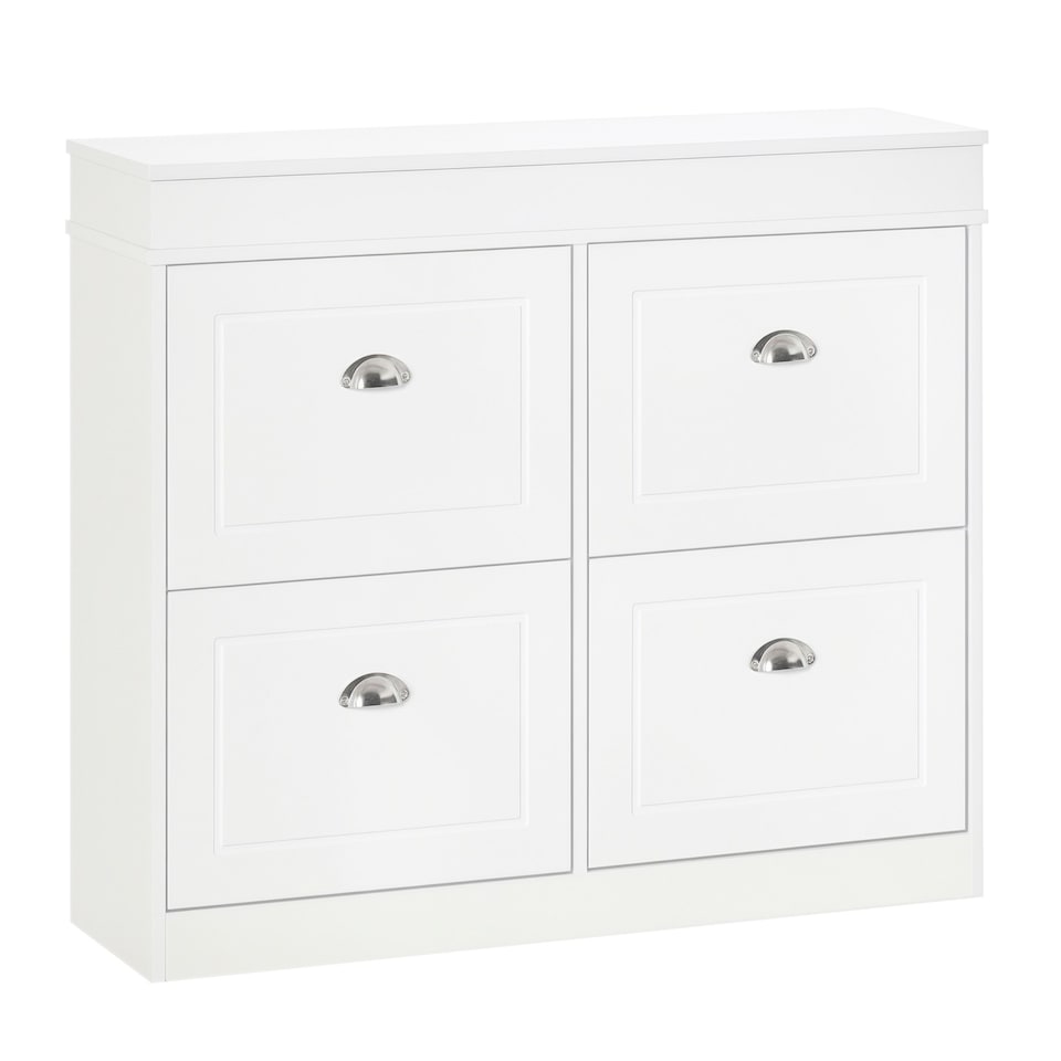 image 1 of HOMCOM Shoe Cabinet with 4 Flip Drawers Storage Cupboard with Adjustable Shelf