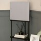 image 1 of ValueLights Taska Black Wooden 3 Tier Corner Floor Lamp with Grey Shade and Storage Shelves Black