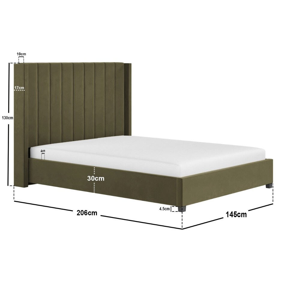 image 1 of Flair Tiggy Kingsize Ottoman Bed with Winged Headboard Khaki Velvet
